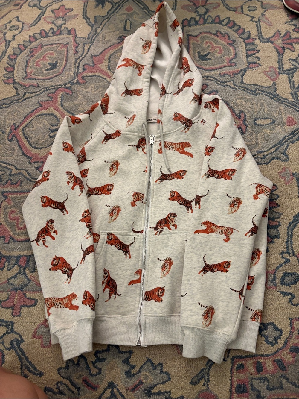 Tiger Print Zip-Up Hoodie